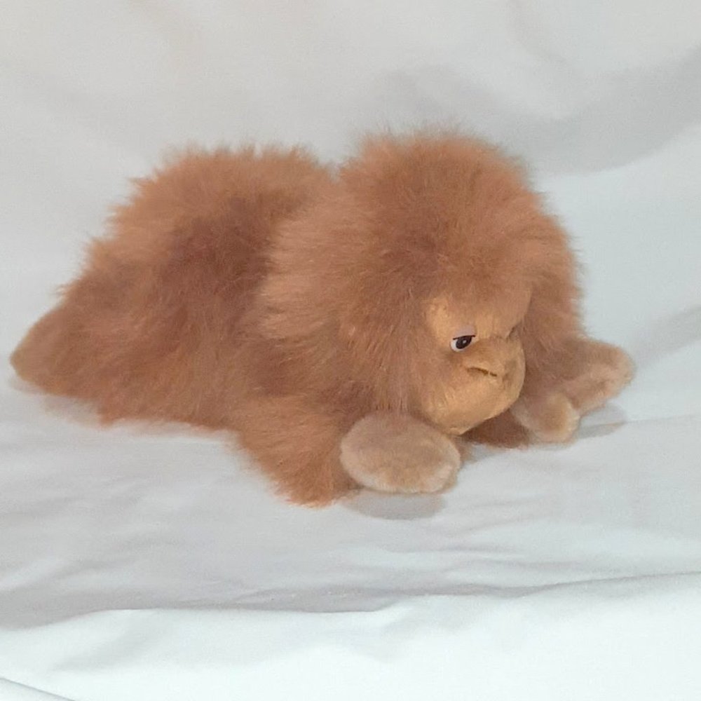 A&A Ollie Monkey Orangutan Flopsies Shaggy Brown Laying Plush Bean Bag Toy